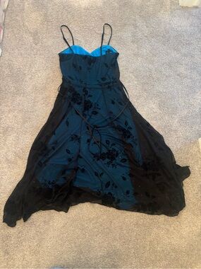 ellie wilde Teal Dress with Black Floral Overlay